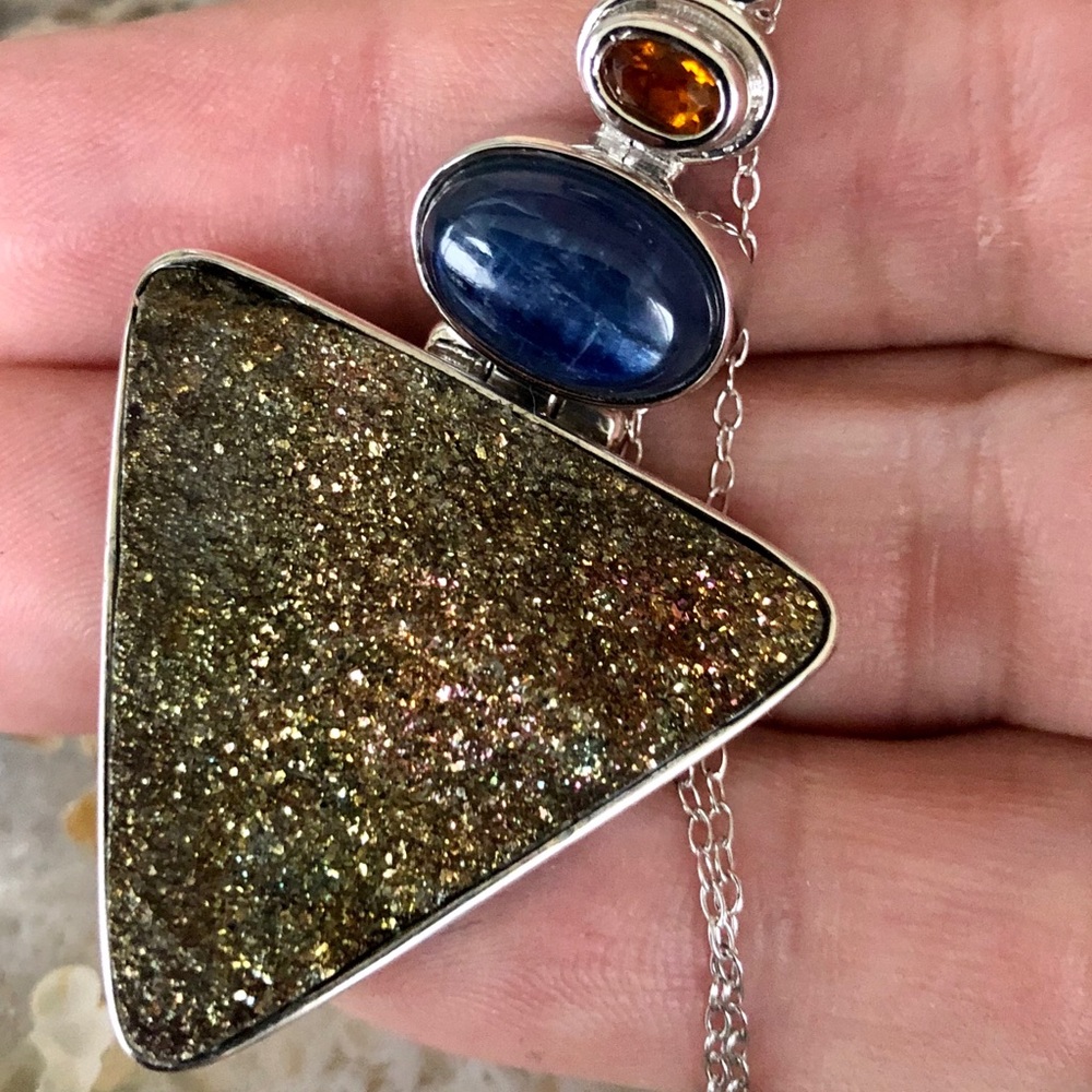 Pangea Mines Pyrite, Citrine, & Kyanite Pendant